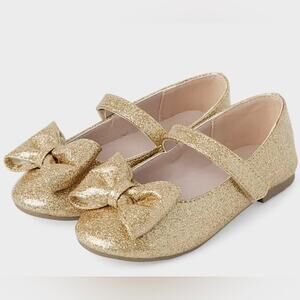 Gymboree Gold Glitter Ballet Party Shoes with Bow Size 1 Girl